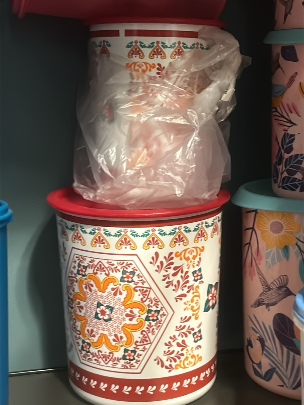 Tupperware Mexico Rosemaling Tole Canister Set